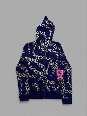 Vintage Y2K NWT Heatherette Purple/Blue Zip Up Hoodie. Size L.